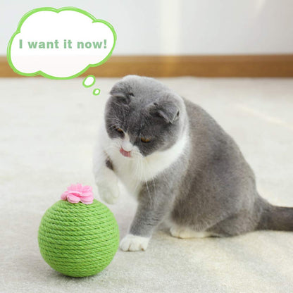Interactive Tumbler Cactus Cat Scratcher Ball Catnip Toys Natural Sisal Scraper Tree Tower for Cat Indoor Play...