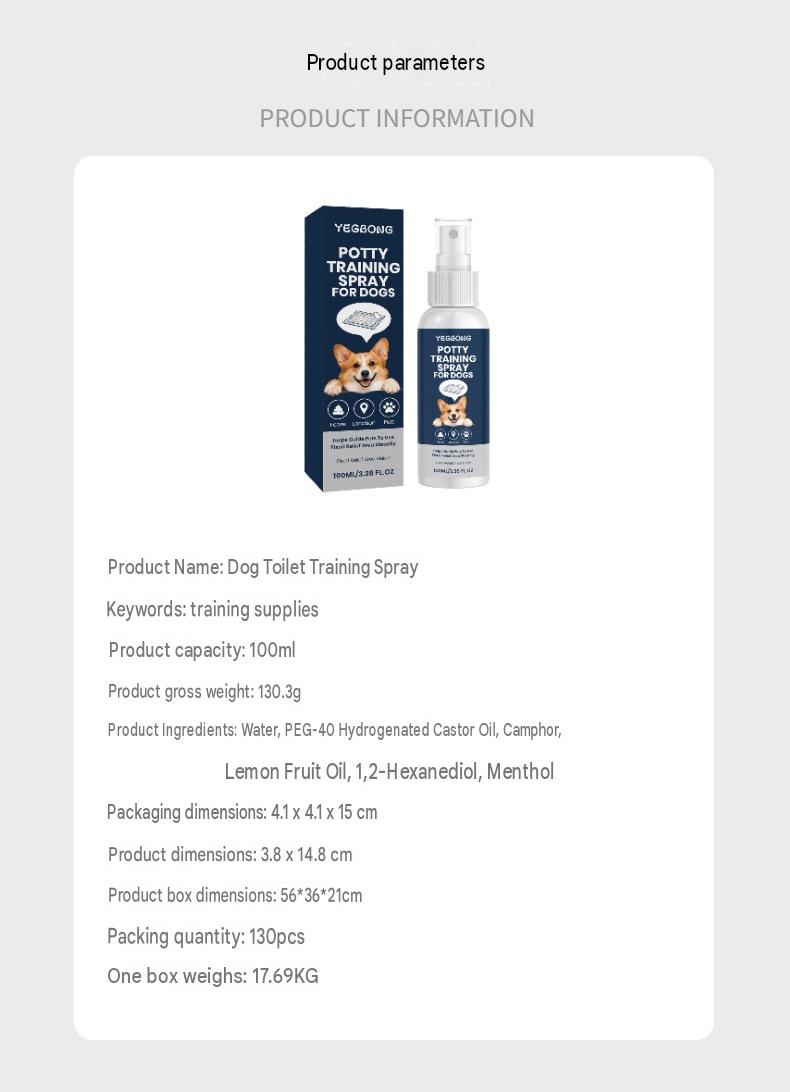 Yegbong Dog Toilet Training Spray Convenient Spray For Daily Training To Guide Puppies To Use The Toilet In A Designated Spot