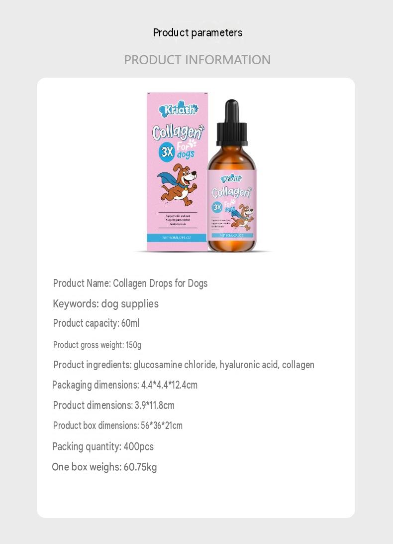 Kriath Pet Dog Nutrition Drops Mild Formula For Fur And Skin Care Main Food With Supplements