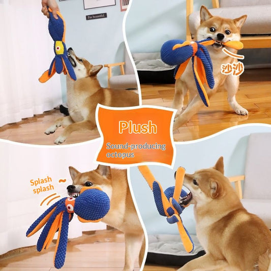 Dog Sound-Playing Toy Interactive Chewable Octopus Plush For Small Dogs To Teethe On