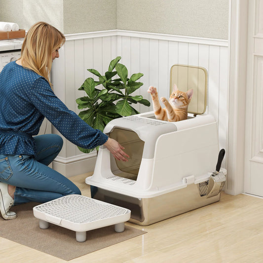 Stainless Steel Enclosed Litter Box for Cats(No shipments on weekends)