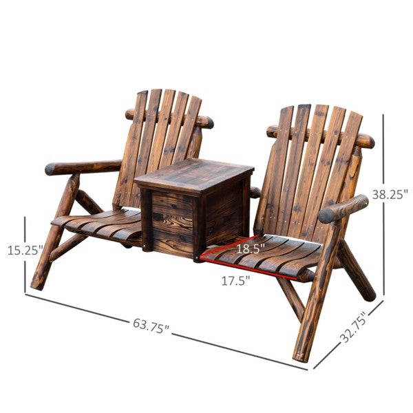 Wooden Chair Loveseat with Inset Ice Bucket Garden chairs/courtyard chairs