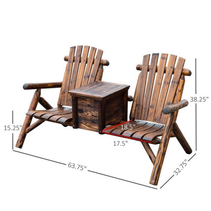Wooden Chair Loveseat with Inset Ice Bucket Garden chairs/courtyard chairs