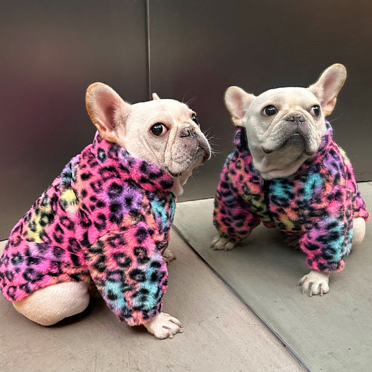Style Pet Clothes Colorful Leopard Print Velvet Coat