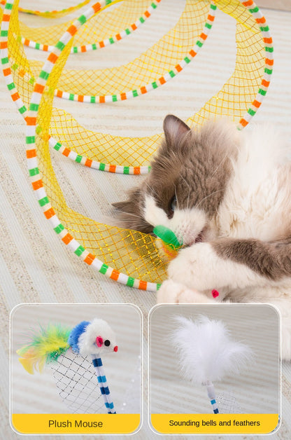 Cat Toy Cat Tunnelcat Teasing Stick Long Pole Bite-resistant Self-pleasure Boredom Relief Feather Supplies