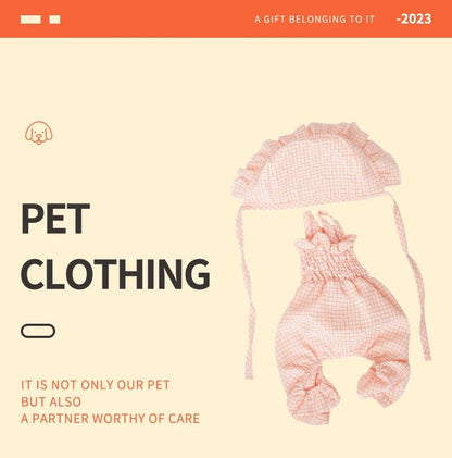 Dog Clothes Set Orange Pet Jumpsuit With Hat Fashionable Outfit For Puppy Summer Outdoor Clothing Pet Cat Yorkies Chihuahua