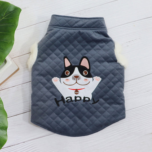 Dog Vest Plush Thickened Candy Color New Year''s Clothing