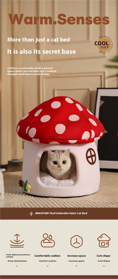 Mushroom Four Seasons Universal Cat Bed Cute Cat Semi-enclosed