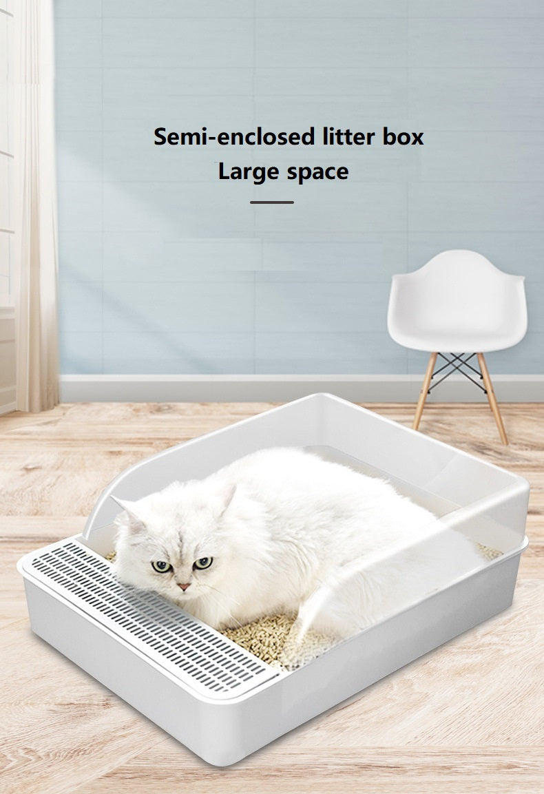 Semi-enclosed litter box