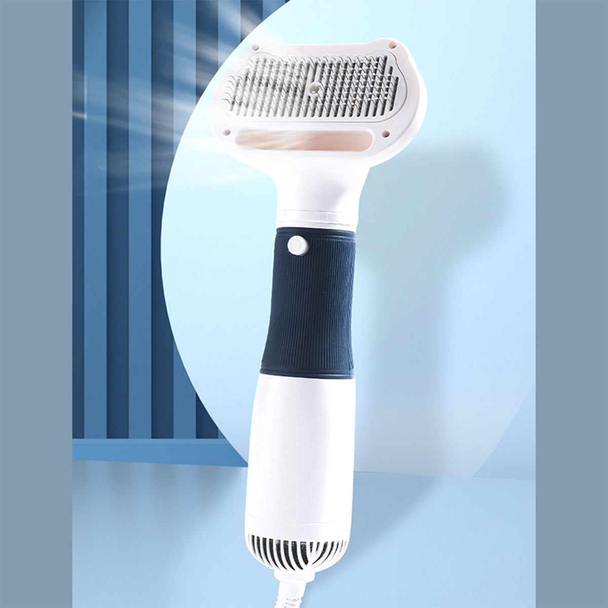Pet Hair Dryer With Slicker Brush Low Noise 600W 3 Temperature Adjustable 3 In 1 Grooming Dog Blow Dryer For Cats Navy