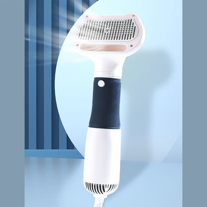 Pet Hair Dryer With Slicker Brush Low Noise 600W 3 Temperature Adjustable 3 In 1 Grooming Dog Blow Dryer For Cats Navy