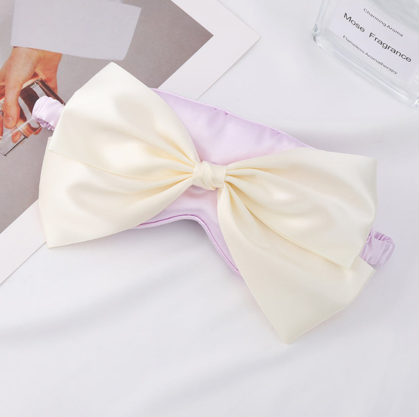 Cute bow eye mask-light purple-imitation silk-1 piece