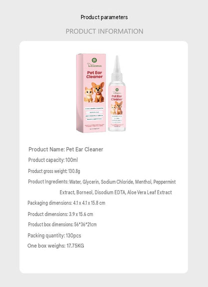 Yegbong Pet Ear Canal Cleaner Gentle Formula Cleans Ear Canal Dirt And Cares For Ears, Leaving Them Fresh And Comfortable