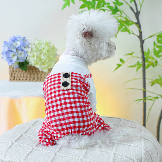 Personalized Pet Dog Plaid Overalls