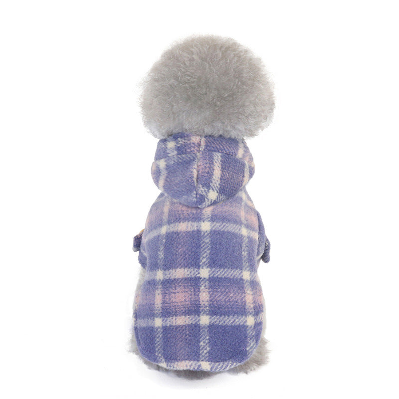 Autumn And Winter Warm Two-legged Clothes For Dogs Simple And Fashionable Woolen Plaid