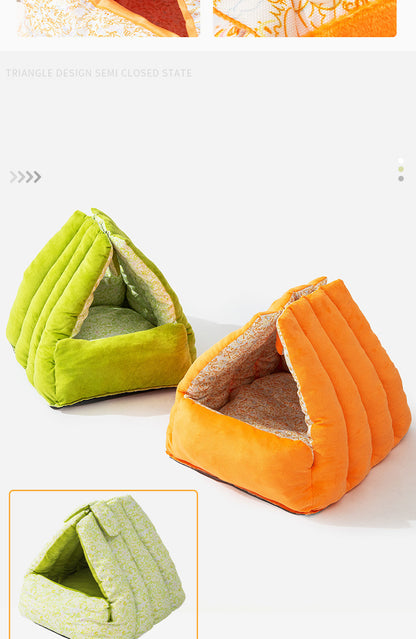 New Rabbit Triangle Nest, Semi-enclosed Cat And Dog Nest, Thickened, Suitable For All Seasons, Double-sided Use Pet Nest