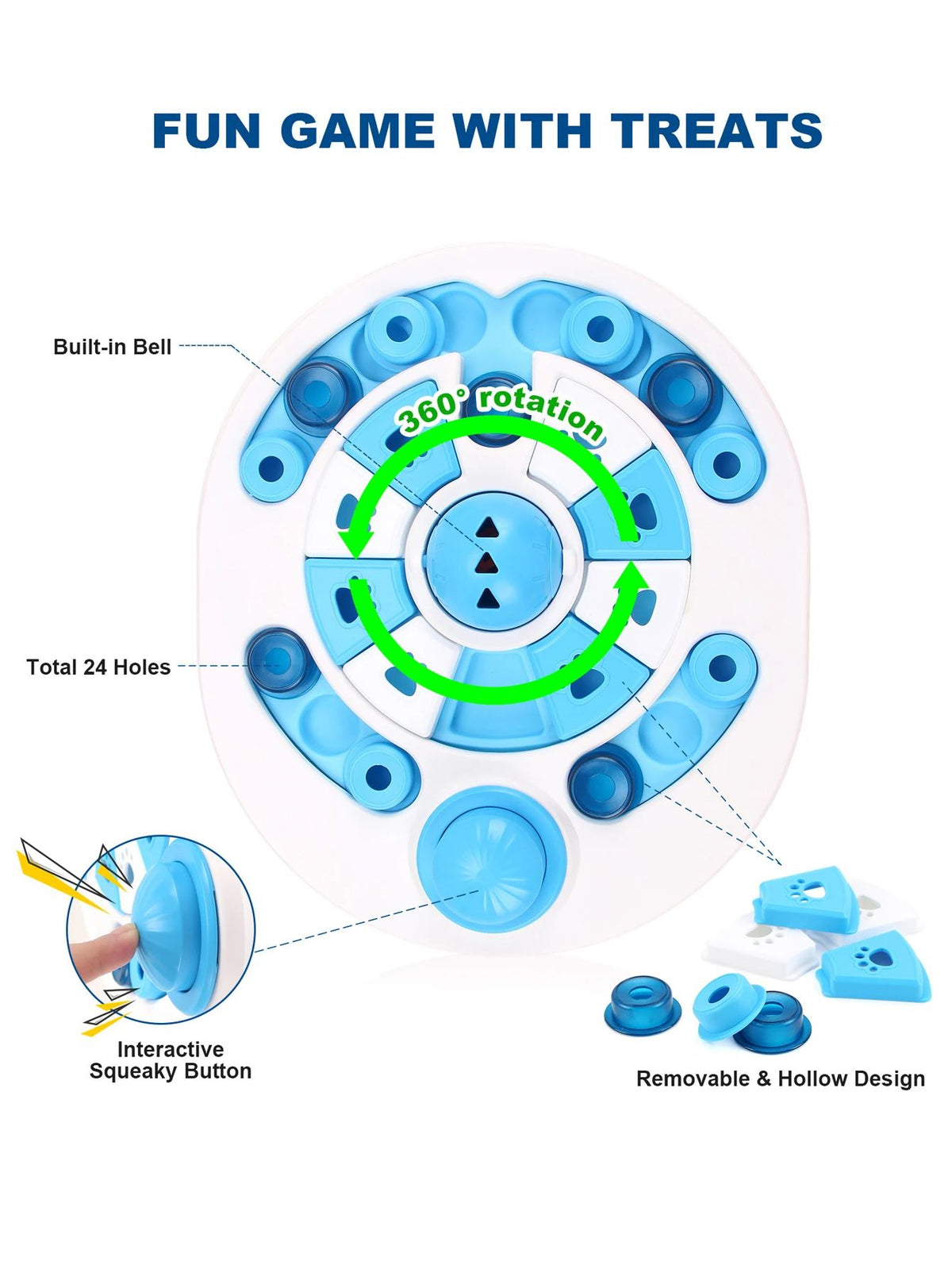 Dog Puzzle Toy With Spherical Bells 24 Hidden Food Locations Jigsaw Dog Food Feeding Sound Toys Food Dispenser For Dog Training