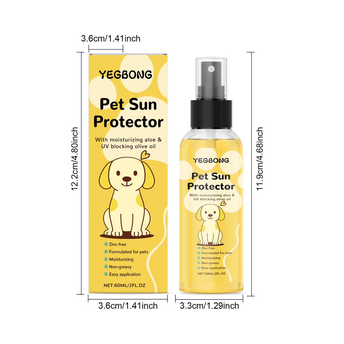Yegbong Protective Spray For Dogs Outdoor Protection Comfortable And Caring Formula Safe For Licking Gentle And Specially Designed For Dogs
