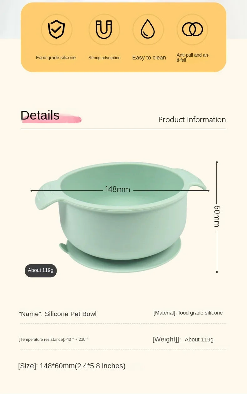 Premium Silicone Pet Bowl - Durable And Lightweight Watering Bowl For Dogs And Cats Pet Bowl With Suction Cups For Both Ears