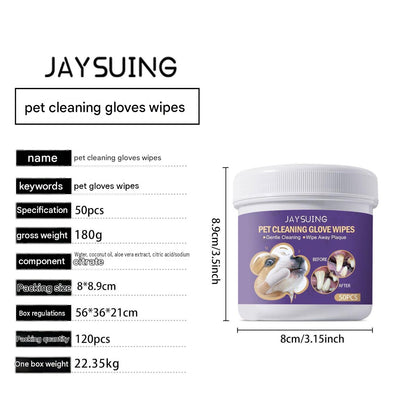 Jaysuing Pet Cleaning Gloves Wet Wipes Pet Gum Care Gentle Cleaning Of Teeth And Tartar Odor