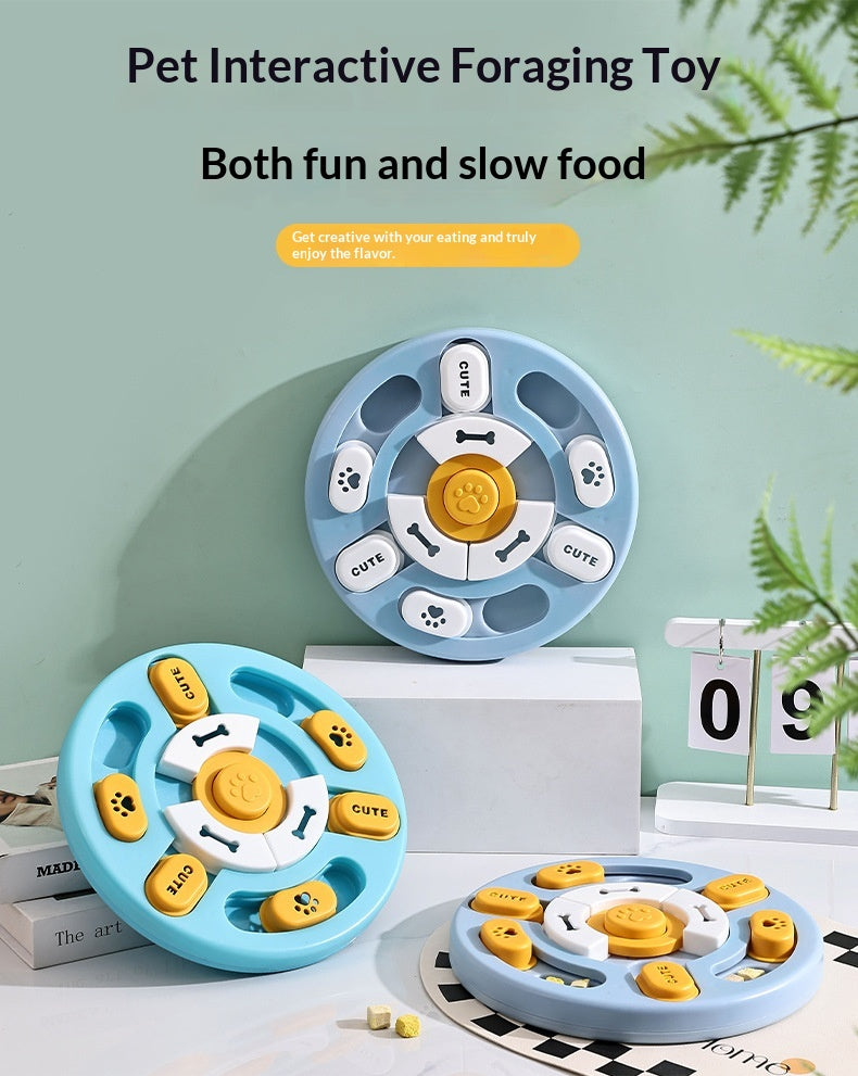 Pet Round Sounding Puzzle Toy In Blue And Yellow, Durable For Biting And Teething Training