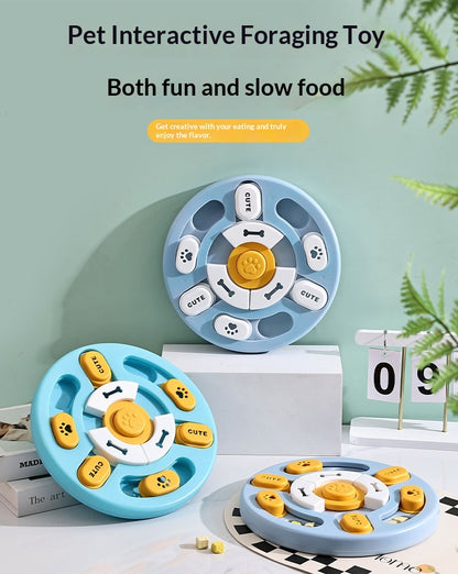 Pet Round Sounding Puzzle Toy In Blue And Yellow, Durable For Biting And Teething Training