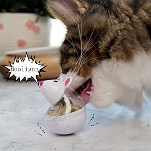 Cat Food Ball Slow Feed Mice Tumbler Shaped Pet Treat Ball Cat Food Toy Ball Pet Food Ball Cat Feeder