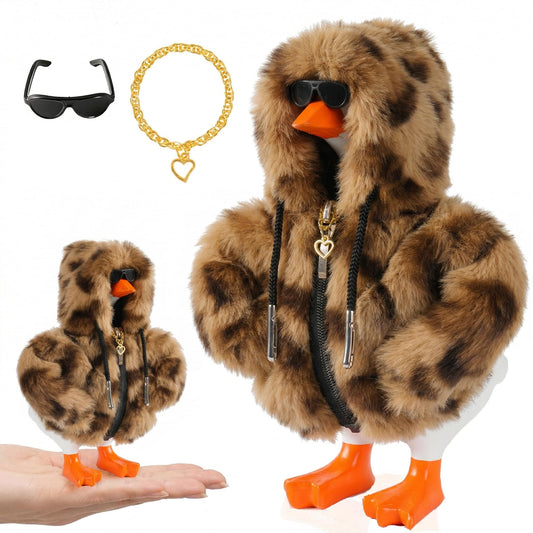 7inch Desk Goose Outfits, Desktop Goose Clothes with 1 Sunglasses & 1 Necklaces, Plush Hoodie Set for Magnetic Goose...
