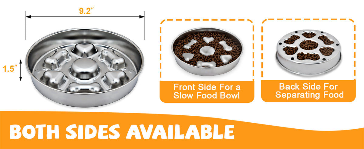 Slow Feeder Dog Bowls  Non-Slip Metal Dog Food Bowls With Heart And Bones Design For Small Medium Large Dogs