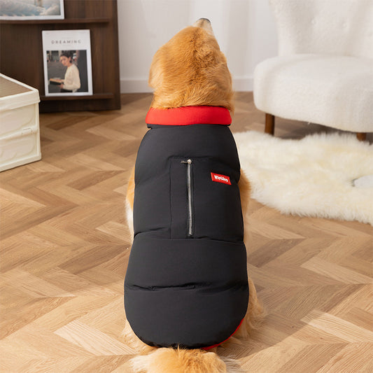For Autumn and Winter, It's a Trendy and Cool Pocket for Large Dogs, Thick and Warm Cotton-Padded Vests, and Golden...