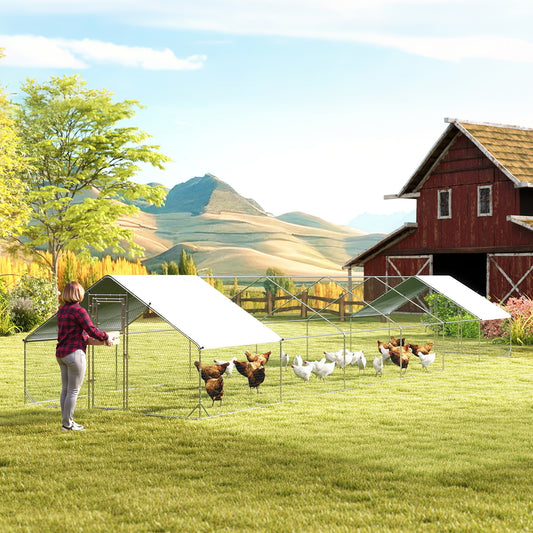 Large Chicken Coop with Waterproof and Anti-UV Cover, Spire Shaped for Outdoor and Yard Farm Use, 39 x 10 x 6.4
