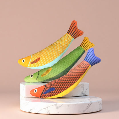 New Pet Cat Toy Jute Fish For Self-Entertainment And Stress Relief Squeaky Durable And Realistic Cat Toy