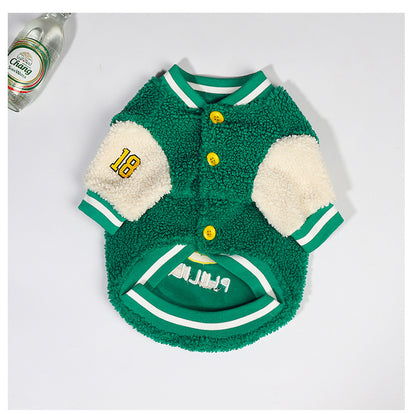 Pet Clothing Dog Clothes Plus Fleece Thick Winter Baseball Coat To Keep Warm