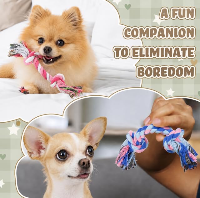 Mini Chew Rope Pack For Small Dogs - 4 Pack Puppy Rope Toys For Chihuahua, Pomeranian & Small Breeds - Tiny Paws Teething & Dental Chew Toys