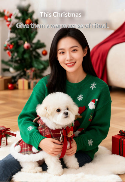 Plaid Christmas Pet Cloak With Fleece Lining