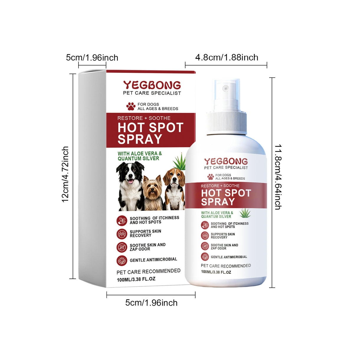 Yegbong Pet Skin Spray Gentle Care For Cats And Dogs' Skin, Comfortable And Convenient For Daily Cleaning And Care