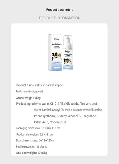 Eeljoy Pet No-Rinse Foam Shampoo Daily Gentle Formula Foam Cleanser For Cats And Dogs To Remove Odors