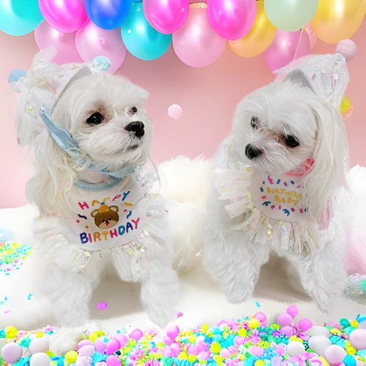 Happy Birthday Background Party Hat And Scarf For Cats And Dogs