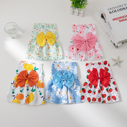 Summer Ultra-Thin Cool Pet Clothes Dog Cat Pet Fashion Floral Butterfly Knot Princess Dress