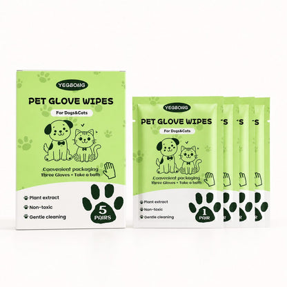YEGBONG Disposable Pet Glove Wipes, 5 Pieces
