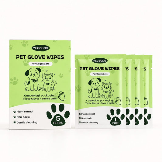 YEGBONG Disposable Pet Glove Wipes, 5 Pieces