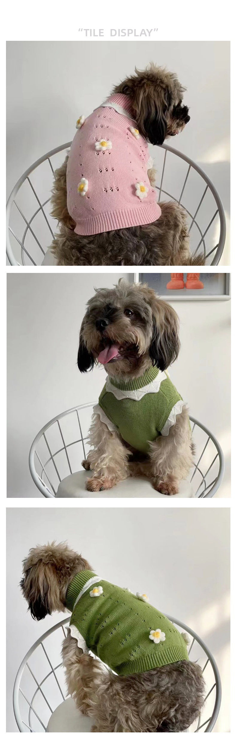 Autumn And Winter Warm And Comfortable Dog Sweater Clothes Pet Cat Clothing Flower Blossom Sweater Collection