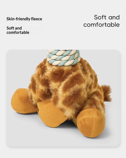 Giraffe Raccoon And Dog Cotton Rope Plush Squeaky Toy For Entertainment