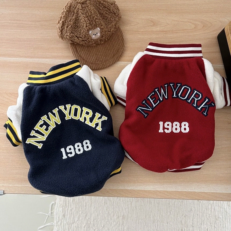 Simple Printed Autumn Pet Baseball Uniform