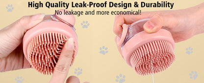 Soft Silicone Bristle Dog Brush With Soap Dispenser For Dog Grooming And Massage - Pink