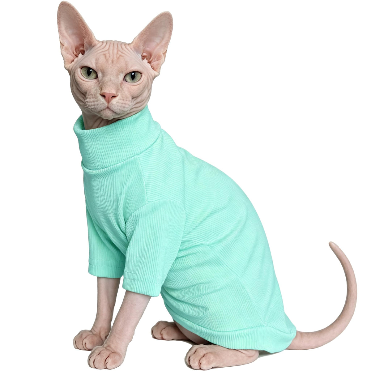 Sphynx Cats Clothes Hairless Cats Shirt Turtleneck Sphynx Clothes Kitten Sweater T-Shirts With Sleeves Pet Pajamas For Cornish Rex Devon Rex Peterbald,Wine